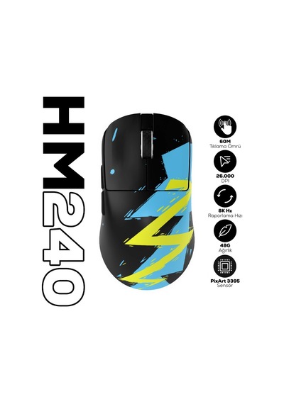 Hawk Gaming Hm240 8k Hz 26000 Dpı Pixart 3395 Tri-mode Cmcmhwk0013