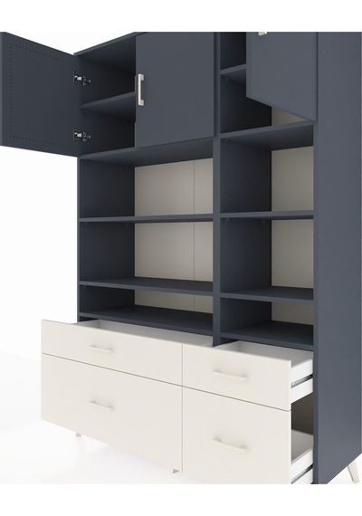 Hyperion Dolap 10 Raflı 4 Çekmeceli 3 Kapaklı 132x44x195 Antrasit-antrasit/aytaşı Antrasıt/aytası Hyperion Dolap 10 Raflı 4 Çekmeceli 3 Kapaklı 132x44x195 Antrasit-antrasit/aytaşı Antrasıt/aytası