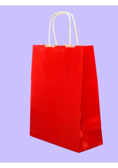 1.kalite 18x8x24cm 1 Li Kırmızı Renkli Kraft Kağıt Çanta Hediye Poşeti Hediye Paketi Kraft Çanta