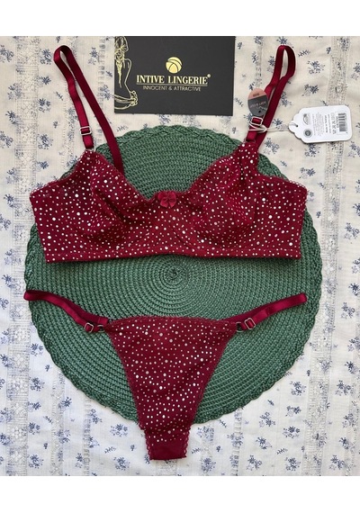 Pointy Love Transparan Yumuşak Tülden Parlak Puantiyeli Balenli Ş Bordo