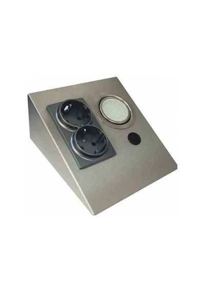 Cata Ct-5109 2 Watt Çift Prizli Saten Kasa Tezgah Aydınlatma Beyaz Antrasit