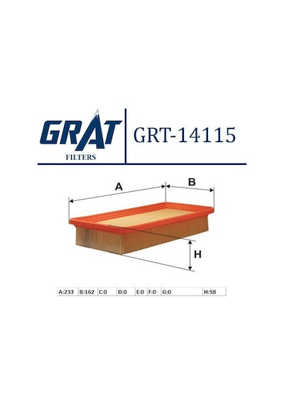 GRAT 14115 HAVA FİLTRESİ MOKKA 12- / TRAX 12- 1.4 1.6 A14NET B16D