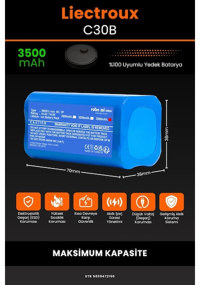 Liectroux C30b 3500mah Robot Süpürge Bataryası