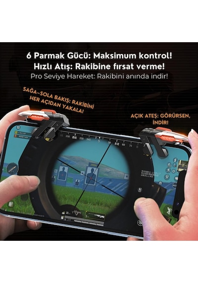 Coofbe Profesyonel Yüksek Hassasiyetli Telefon Tetik Mobil Oyun Tetik Aparatı 4 Buton Nişan Ve Tetik Tuşu