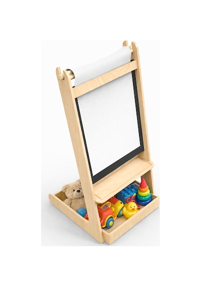 Doğal Ahşap Rulo Kağıtlı Çizim Tahtası Montessori Uyumlu Eğitici Kafe, Ofis, Çocuk Kolay Kurulum Krem