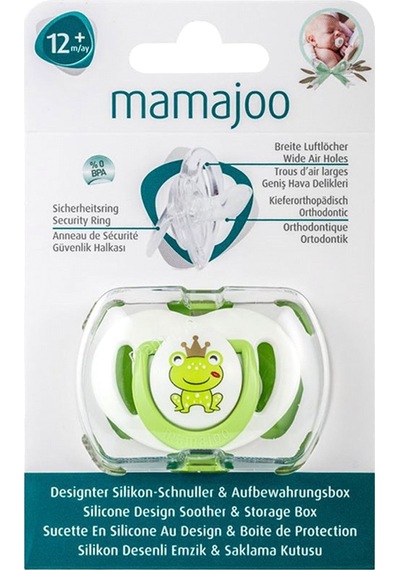 Mamajoo Saklama Kutulu Ortodontik Silikon Emzik 12+Ay Yeşil 4036 Yeşil