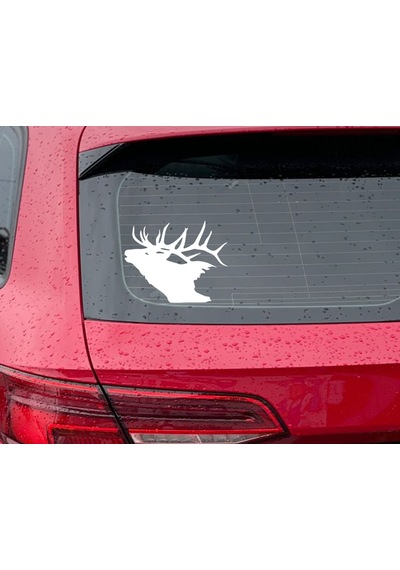 Bk Home Geyik Kafası Tasarımlı Beyaz Araç Sticker-1
