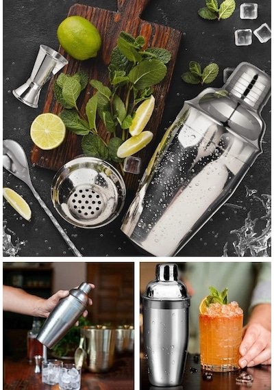 Kokteyl Hazırlama Shaker Seti 6 Parça Çelik Shaker Barmen Seti