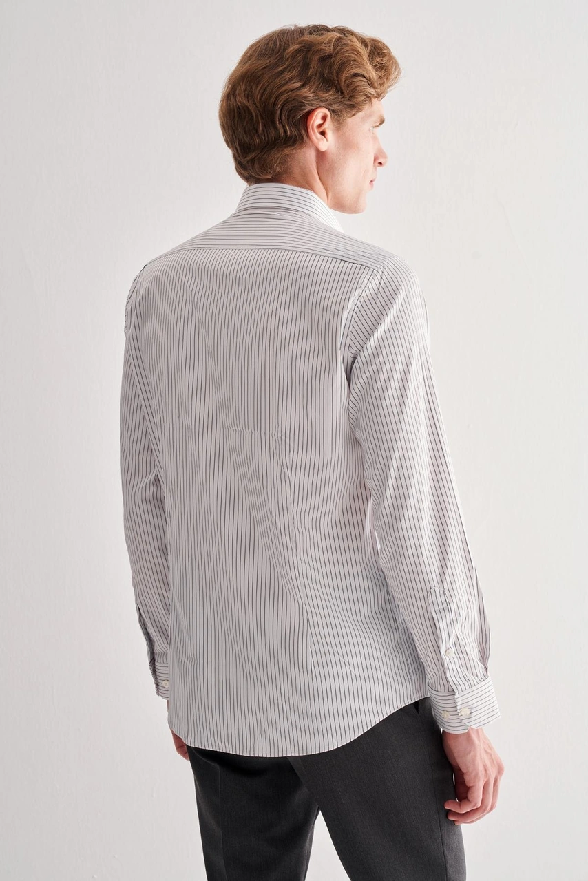 İmza Beyaz Yarım İtalyan Yaka Uzun Kol Cepsiz Slim Fit Cls Gömlek 1004255174 Beyaz