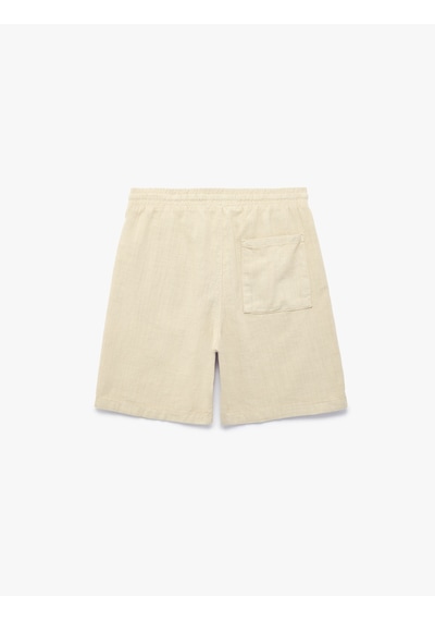 Koton Regular Fit Cepli Pamuklu Beli Bağcıklı Şort Bej 6sam40121hw Ekru