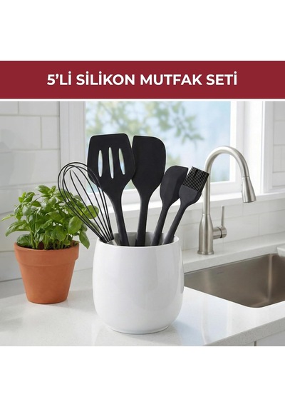 Silikon Spatula Seti 5'li - Çırpıcılı, Yapışmaz Tava Uyumlu, Isıya Dayanıklı Mutfak Seti Kırmızı Diğer