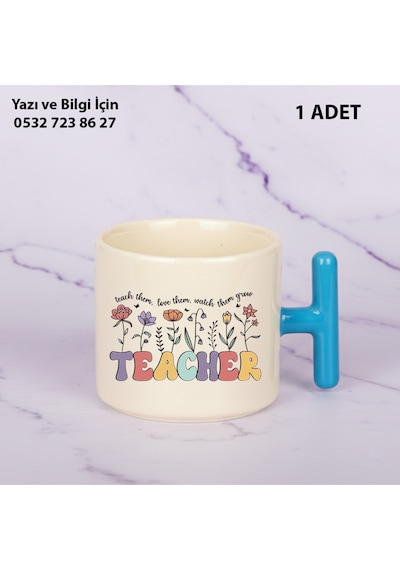 Best Teacher Tasarımlı Öğretmenler Günü Kişiye Özel İsim Baskılı T Kupa Bardak Öğretmene Hediyelik Mavi