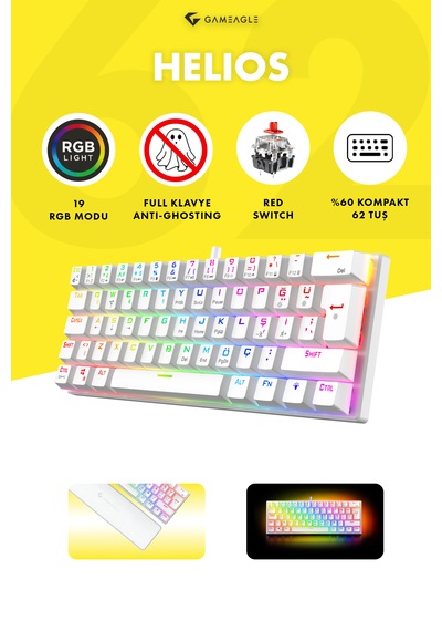 Gameagle HelApple Uyumlu iOS Mini Oyuncu Klavyesi Mekanik Klavye Bilek Destekli Red Switch Gaming Klavye Oyuncu Klavye