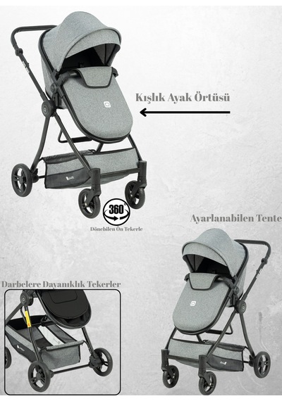 Quard Promax Travel Sistem Bebek Arabası Gri