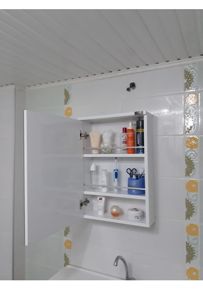 Tek Kapaklı Lavabo Üstü Banyo-Wc Dolabı (Günlük Kargo) Beyaz