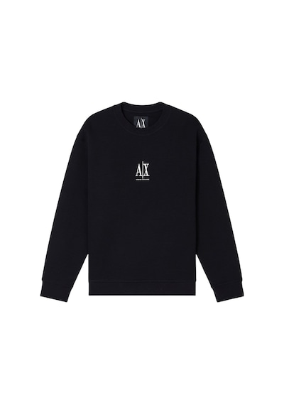 Armani Exchange Erkek Regular Fit Nakışlı Yazı Logolu Sweatshirt - Siyah Black Beauty
