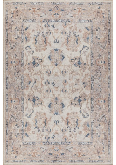 Artloop Relic Krem Vintage Dokulu Klasik Desenli Dokuma Tabanlı Şönil Halı Al 512 Krem - Lacivert
