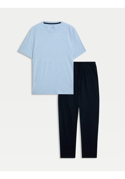 Marks & Spencer Saf Pamuklu Pijama Takımı T07000539 Mavi Marks & Spencer Saf Pamuklu Pijama Takımı T07000539 Mavi