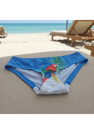 Bonbon Kadın Plaj Giyim Mavi Renk Baskılı Bikini Şort Alt Bb2724