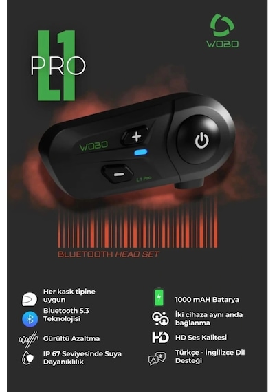 L1 Pro Motosiklet Kask Bluetooth 5.3 Kulaklık Mikrofon Seti Intercom - Interkom
