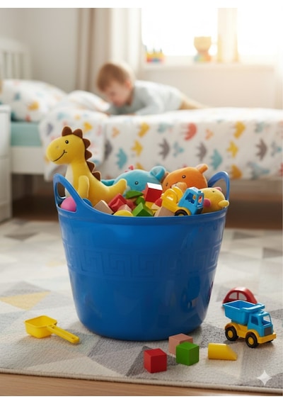 Mavi, Esnek Plastik Kova 20 Litre, Temizli Kovası, Esneyebilen Oyuncak Ve Çamaşır Sepeti Mavi