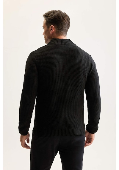 DeFacto Siyah Standart Fit Normal Kesim Yarım Balıkçı Yaka Fermuarlı Triko Hırka R1195AZ24WNBK27