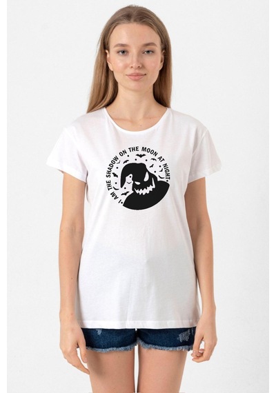 Oogie Boogie Beyaz Kadın Bisikletyaka Tshirt 001