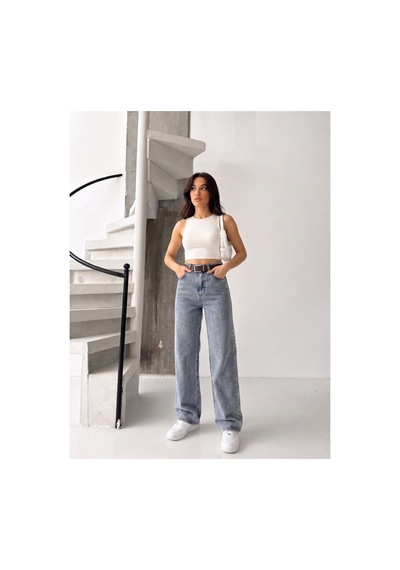 Kene Jeans Tintli Kemerli Likralı Bol Paça Denim Pantolon Tintli