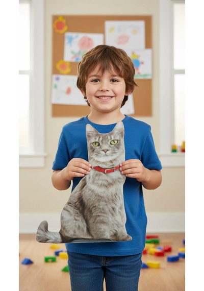 3d Dijital Baskılı Dekoratif Kedi Yastık Renkli