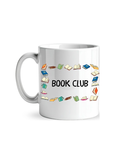 Book Club Yazılı Kupa Model 244 Kitap Temalı Renkli Baskılı Seramik Kahve Kupası Diğer