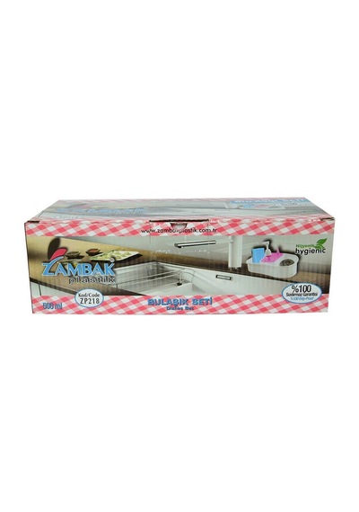 Plastik Bulaşık Seti Sabunluk Karışık Renk Kutulu Zp-218 Çok Renkli