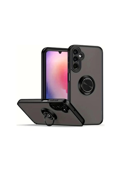 Samsung Uyumlu Galaxy A36 Uyumlu Kılıf Montreal Yüzüklü Silikon Kapak - Siyah