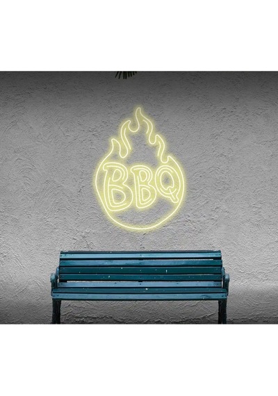 Bbq Yazılı Ve Şekilli Neon Tabela Sarı