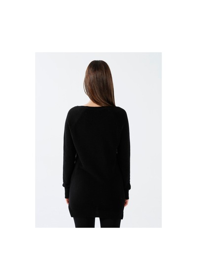 Fashion Friends Bisiklet Yaka Düz Siyah Kadın Kazak 22k0252k1