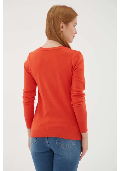 Fashion Friends Kadın U Yaka Kazak 25k0779k1 Kiremit