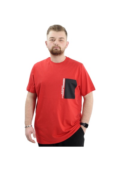 Mode Xl Büyük Beden Baskılı Bisiklet Yaka Erkek Tişört Thınkers U24043 Kırmızı Kırmızı