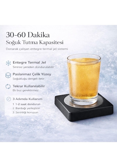 Iceramp Siyah Ehlikeyf, Ice Ramp Bardak Soğutucu Altlık Termojelli, Paslanmaz Çelik, Donarak Soğutan Diğer
