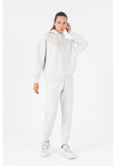 Maraton Oversize Kadın Bisiklet Yaka Gümüş Gri Sweatshirt Gümüş Gri