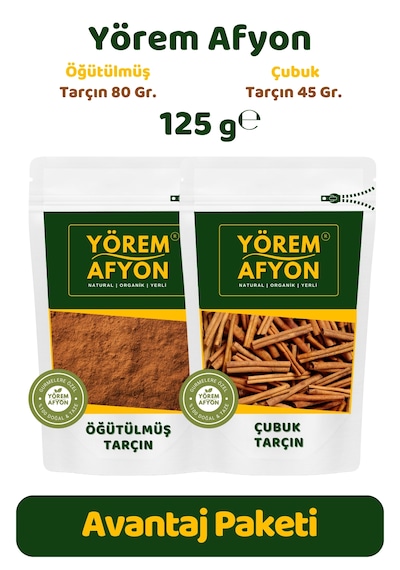 Yörem Afyon Mutfakların Vazgeçilmezi Saf Ve Katkısız Hakiki Çubuk & Öğütülmüş Toz Tarçın Set 125gr