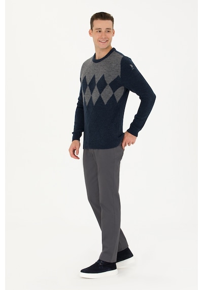 U.s. Polo Assn. Yuvarlak Yaka Desenli Lacivert Erkek Kazak 1678184 001
