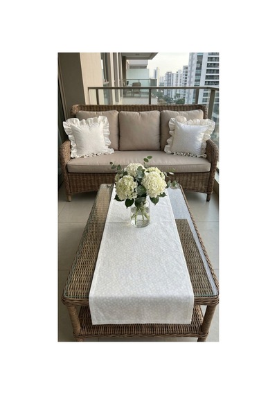 %100 Pamuk Özel Desenli Dikdörtgen Runner 40x130 Beyaz - 900645971 Beyaz