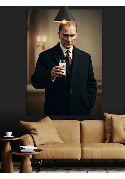 Mustafa Kemal Atatürk Ve Rakı Dekoratif Kanvas - Mdf Ahşap Tablo