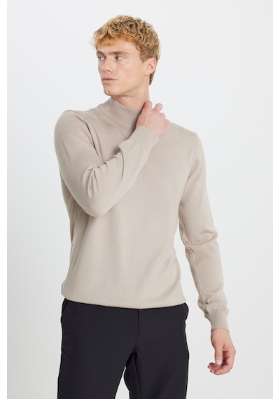 Ac&co Erkek Bej Melanj Yünlü Standart Fit Normal Kesim Yarım Balıkçı Yaka Triko Kazak Ac&co Erkek Bej Melanj Yünlü Standart Fit Normal Kesim Yarım Balıkçı Yaka Triko Kazak