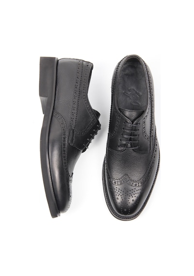 İgs Siyah Deri Klasik Erkek Ayakkabı Brogue Detaylı Bağcıklı Model-16244