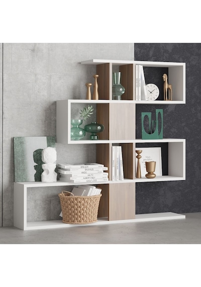 Decormet Karlin Kitaplık Beyaz/ceviz Beyaz - Ceviz
