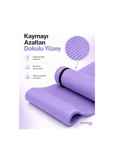 Ckspor 15 Mm Kaymaz Nbr Pilates Matı Taşıma Askılı Yoga Veegzerisiz Minderi Mor