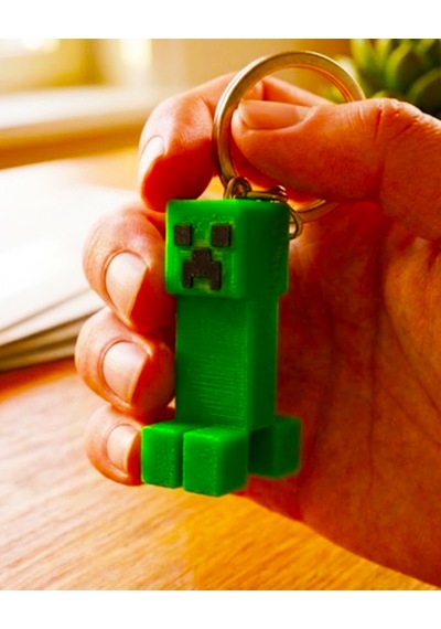 Minecraft Creeper Anahtarlık - 3d Baskı Yeşil Creeper Figürlü Özel Tasarım 3d Anahtarlık