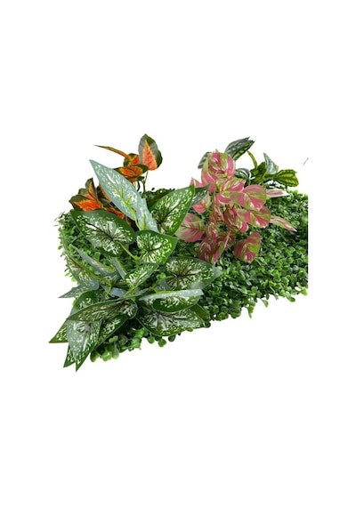 Yapay Çiçek Duvar Kaplama Panel Şimşir 40x60 5Demet Yeşil Bitki D