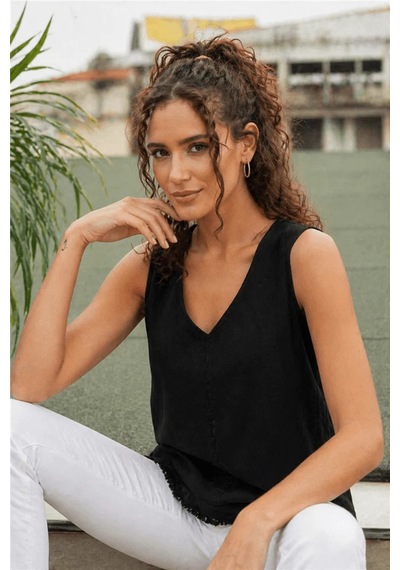 Fashion Friends Rahat Kalıp V Yaka Basic Bluz Bayan Bluz 26y0530k1 Siyah