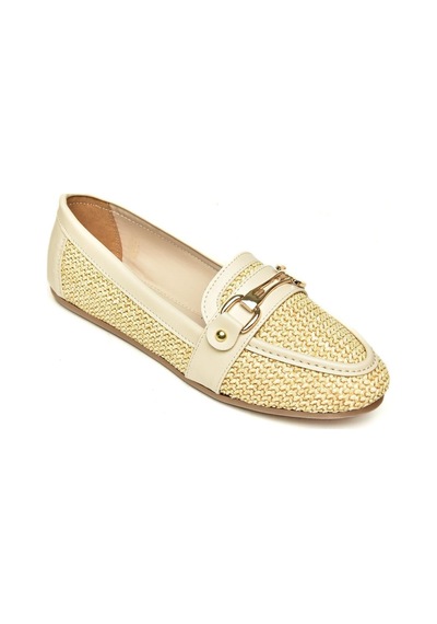 Fox Shoes U250029017 Bej Hasır Kadın Babet Bej-hasir Bej